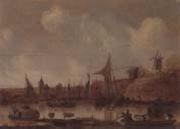 unknow artist A River landscape with ferries and other shipping,a church beyond oil painting picture wholesale